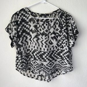 Forever 21 black and white boxy sheer top